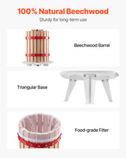 1.6 Gal/6L Fruit Wine Press, Solid Wood Basket with 8 Blocks, Heavy Duty Manual Juice Maker, Cider Apple V952-GJYZJLSSM6LB7BMXAV0