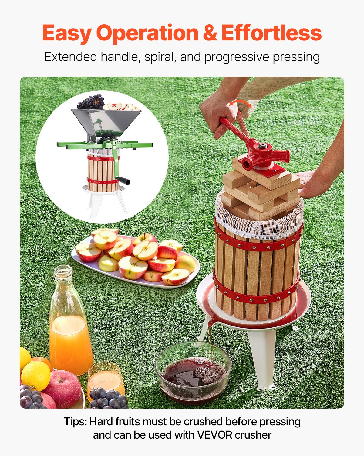 1.6 Gal/6L Fruit Wine Press, Solid Wood Basket with 8 Blocks, Heavy Duty Manual Juice Maker, Cider Apple V952-GJYZJLSSM6LB7BMXAV0