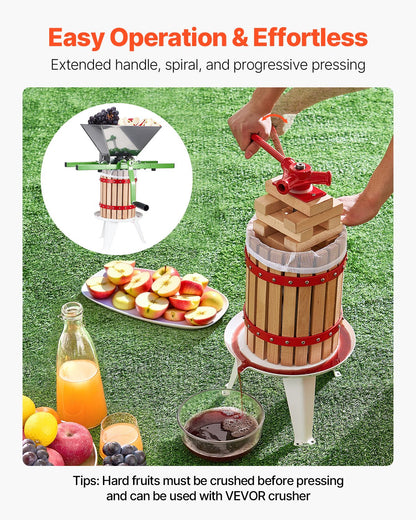 1.6 Gal/6L Fruit Wine Press, Solid Wood Basket with 8 Blocks, Heavy Duty Manual Juice Maker, Cider Apple V952-GJYZJLSSM6LB7BMXAV0