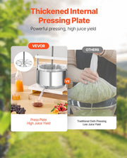3.17 Gal/12L Fruit Wine Press, 2 Stainless Steel Barrels, Manual Juice Maker, Cider Apple Grape Tincture V952-GJYZJTMBXG126ECPKV0