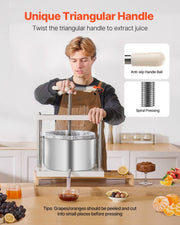 3.17 Gal/12L Fruit Wine Press, 2 Stainless Steel Barrels, Manual Juice Maker, Cider Apple Grape Tincture V952-GJYZJTMBXG126ECPKV0