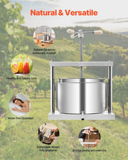 3.17 Gal/12L Fruit Wine Press, 2 Stainless Steel Barrels, Manual Juice Maker, Cider Apple Grape Tincture V952-GJYZJTMBXG126ECPKV0