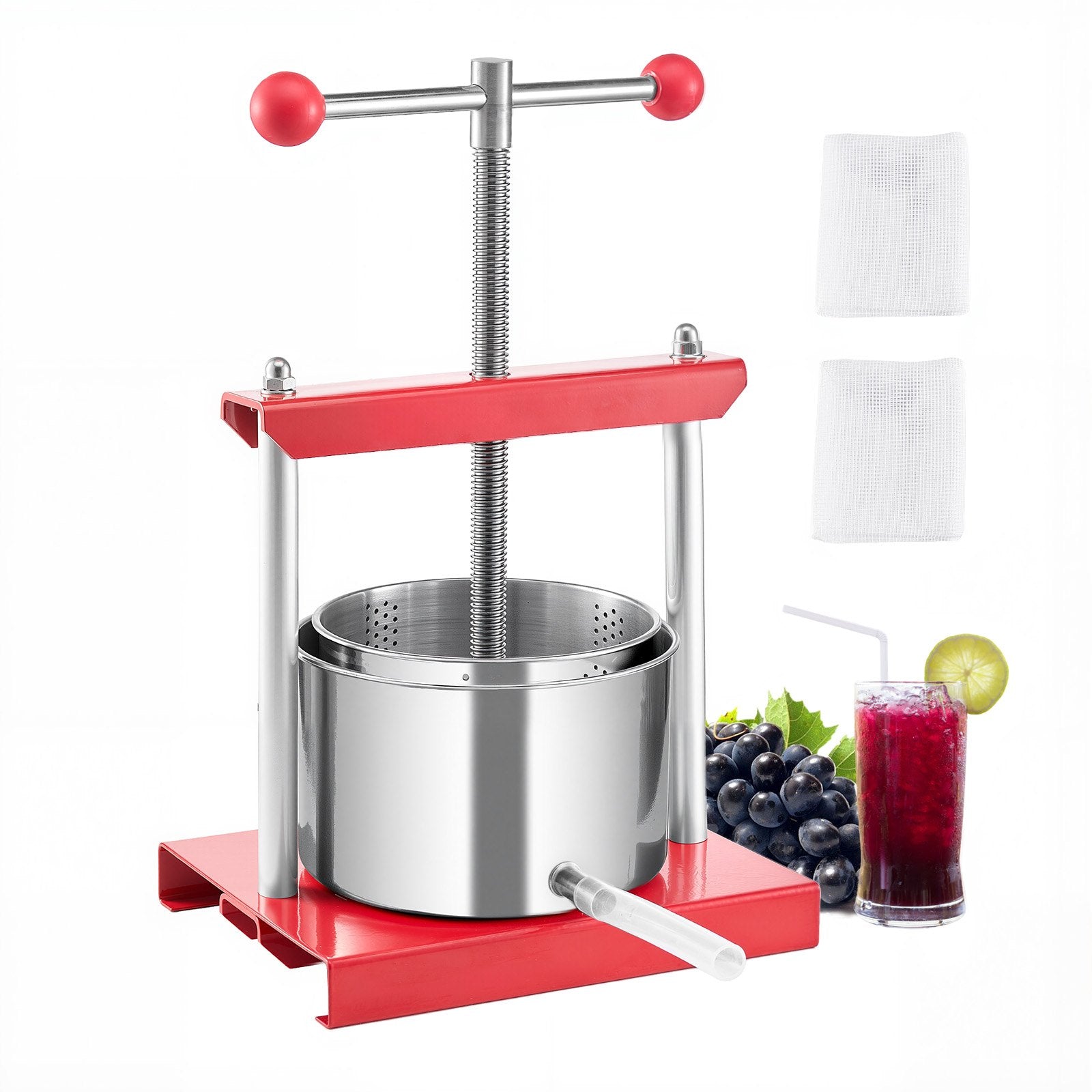 0.8 Gal/3L Fruit Wine Press, 2 Stainless Steel Barrels, Manual Juice Maker, Cider Apple Grape Tincture Honey V952-GJYZJTMBXG3L4YRM6V0