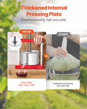 0.8 Gal/3L Fruit Wine Press, 2 Stainless Steel Barrels, Manual Juice Maker, Cider Apple Grape Tincture Honey V952-GJYZJTMBXG3L4YRM6V0