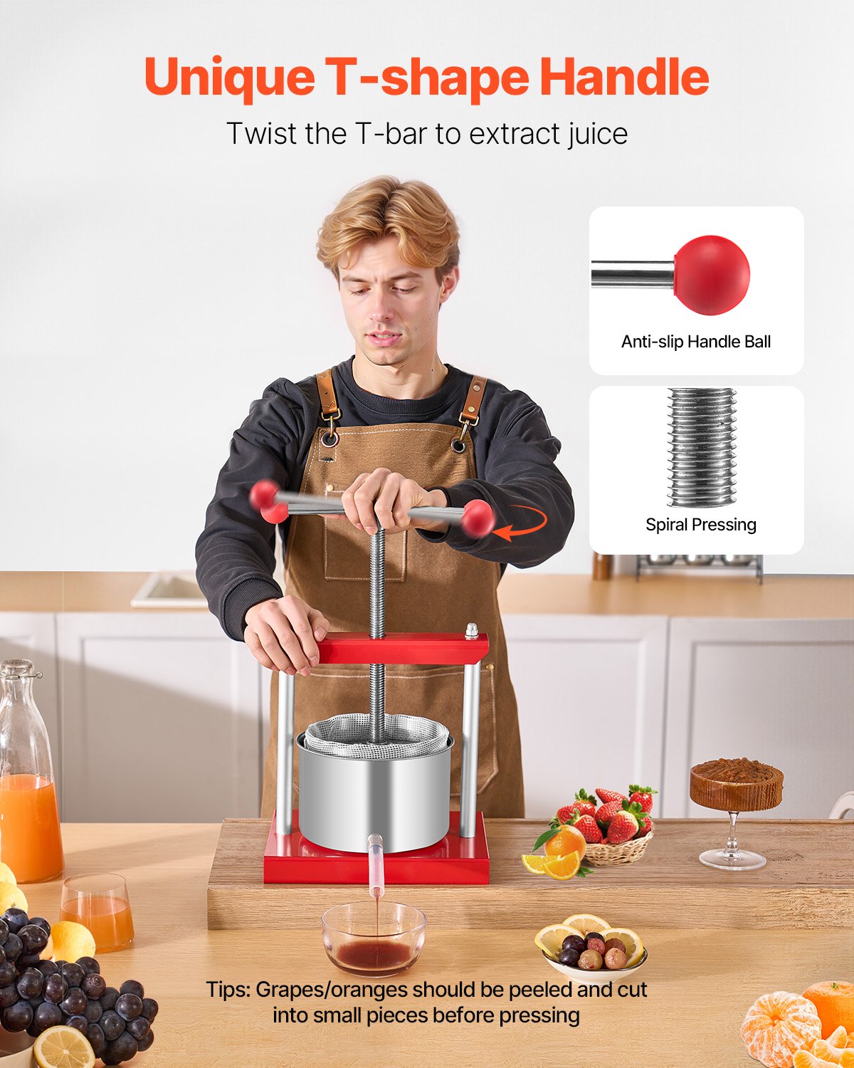 0.8 Gal/3L Fruit Wine Press, 2 Stainless Steel Barrels, Manual Juice Maker, Cider Apple Grape Tincture Honey V952-GJYZJTMBXG3L4YRM6V0