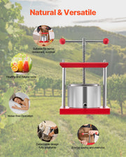 0.8 Gal/3L Fruit Wine Press, 2 Stainless Steel Barrels, Manual Juice Maker, Cider Apple Grape Tincture Honey V952-GJYZJTMBXG3L4YRM6V0