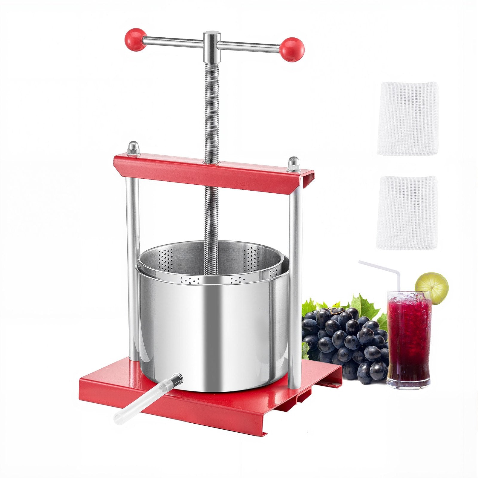 Fruit Wine Press Manual Press for Wine Making 1.6 Gal/6L Stainless Steel V952-GJYZJTMBXG6LEFHOVV0