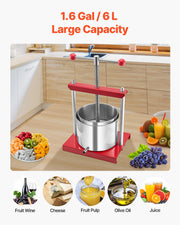 Fruit Wine Press Manual Press for Wine Making 1.6 Gal/6L Stainless Steel V952-GJYZJTMBXG6LEFHOVV0