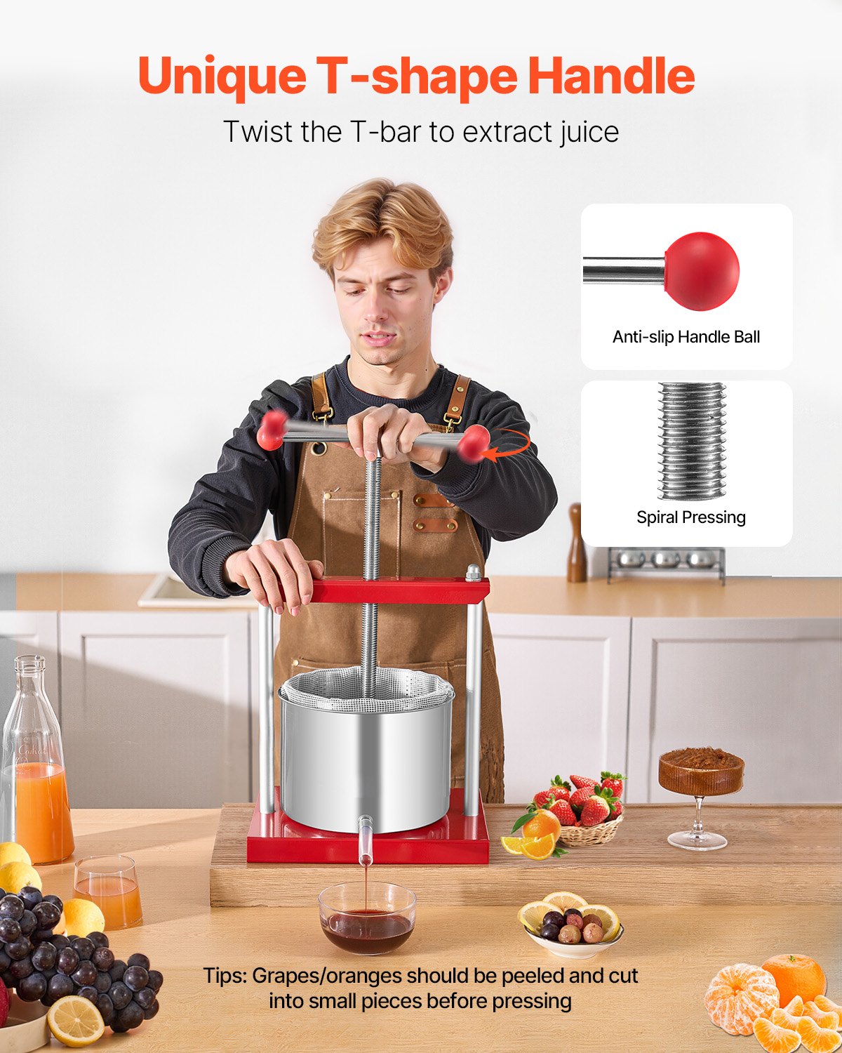 Fruit Wine Press Manual Press for Wine Making 1.6 Gal/6L Stainless Steel V952-GJYZJTMBXG6LEFHOVV0