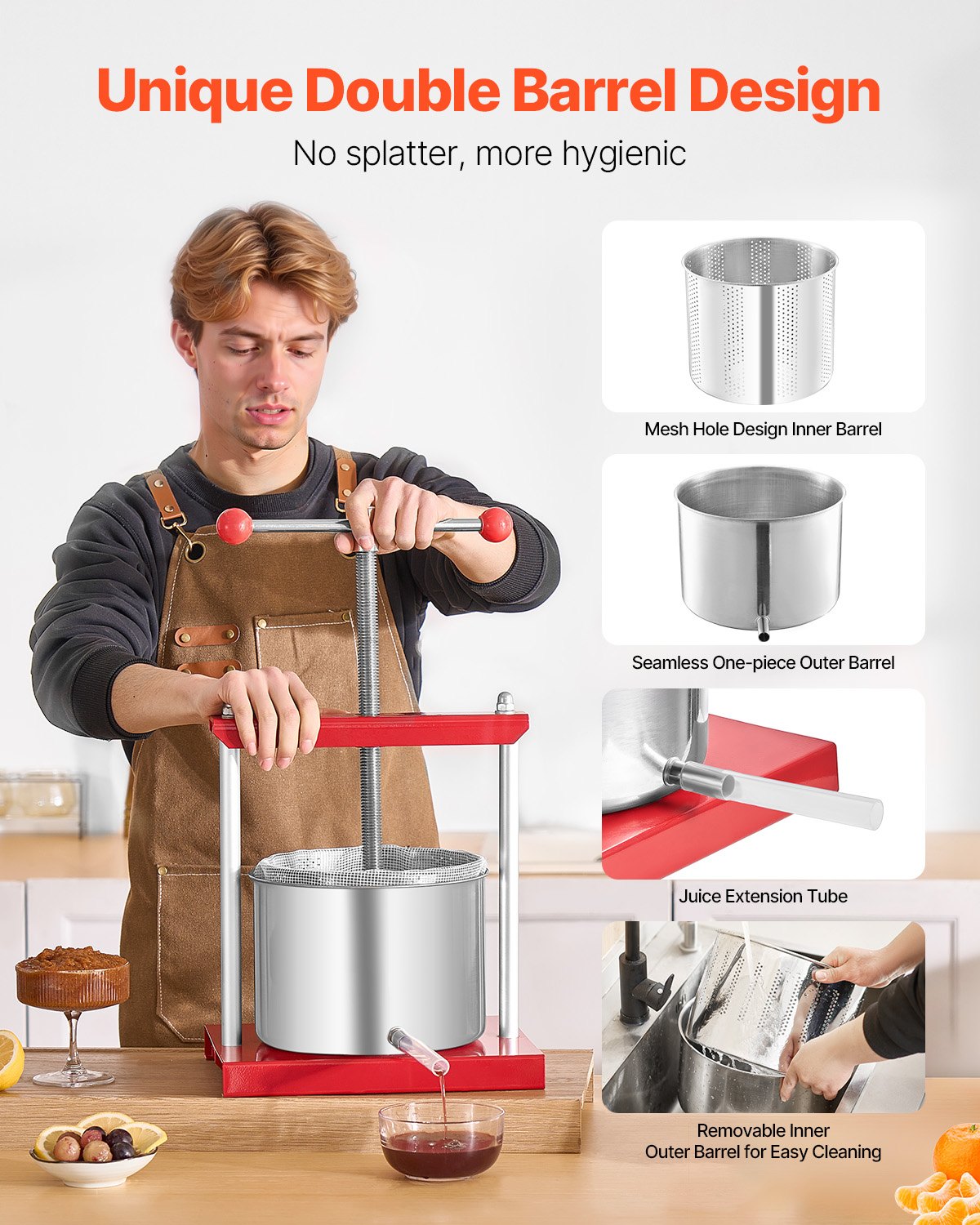Fruit Wine Press Manual Press for Wine Making 1.6 Gal/6L Stainless Steel V952-GJYZJTMBXG6LEFHOVV0