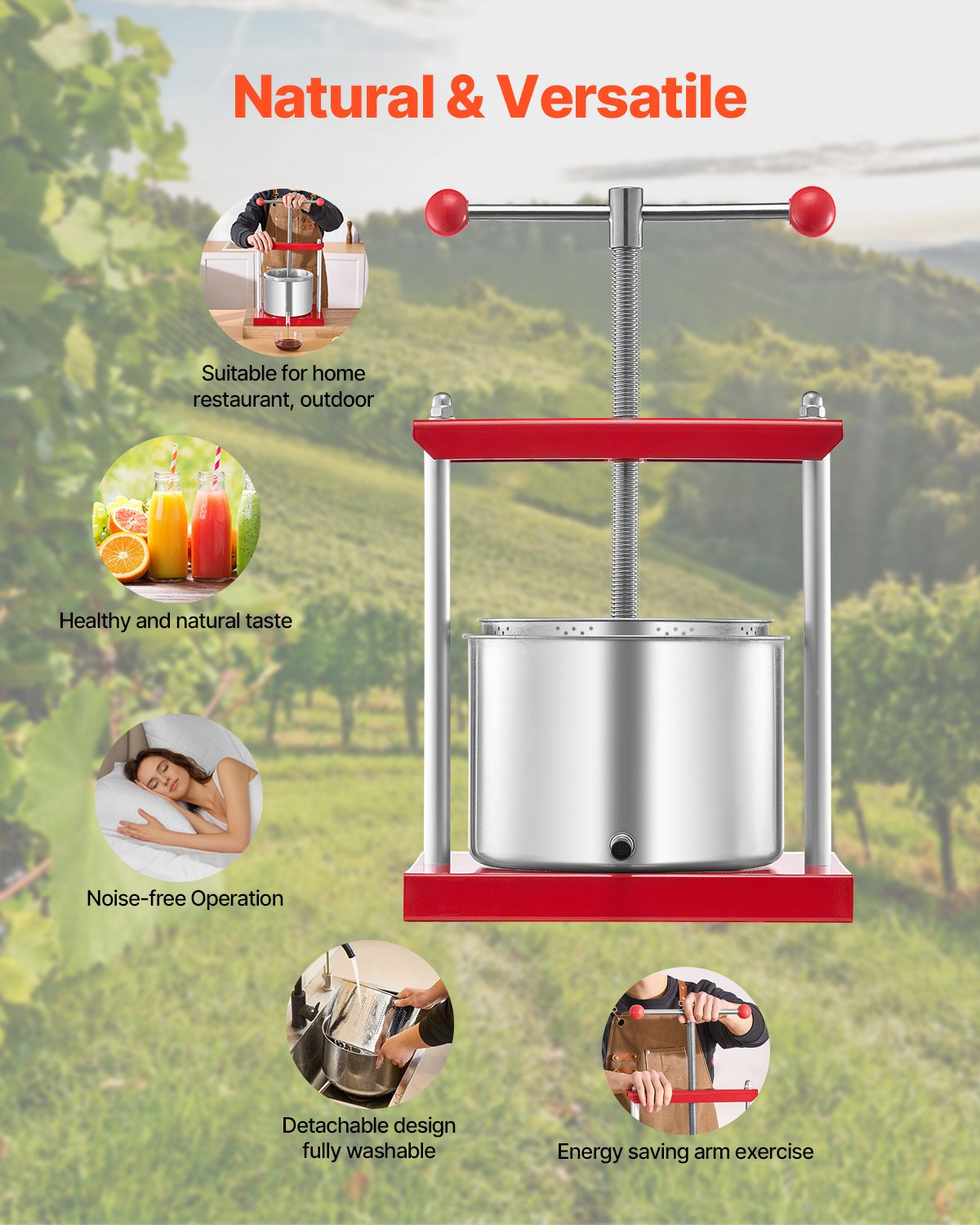 Fruit Wine Press Manual Press for Wine Making 1.6 Gal/6L Stainless Steel V952-GJYZJTMBXG6LEFHOVV0