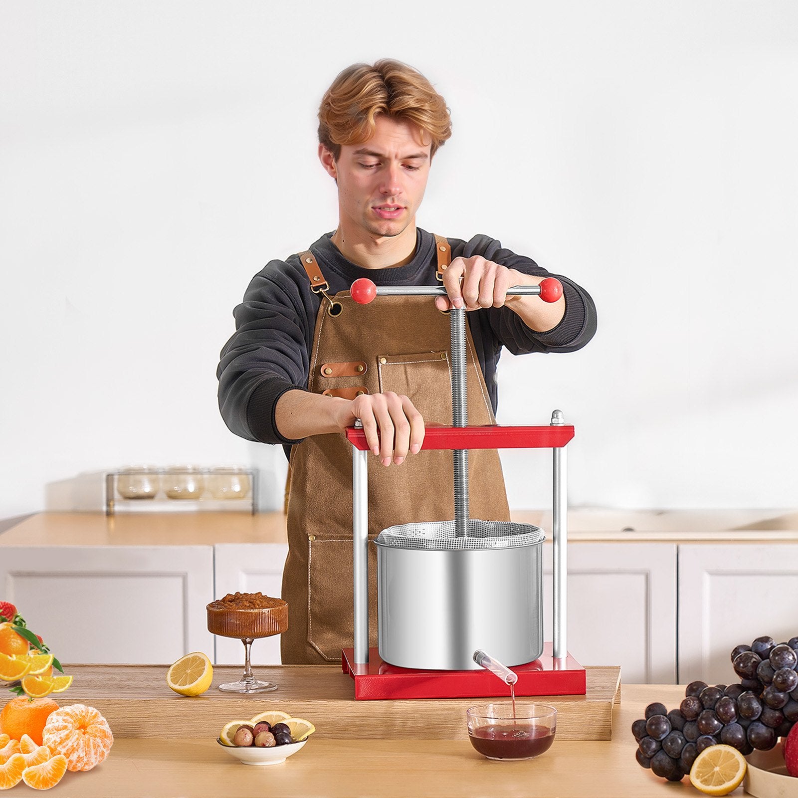 Fruit Wine Press Manual Press for Wine Making 1.6 Gal/6L Stainless Steel V952-GJYZJTMBXG6LEFHOVV0