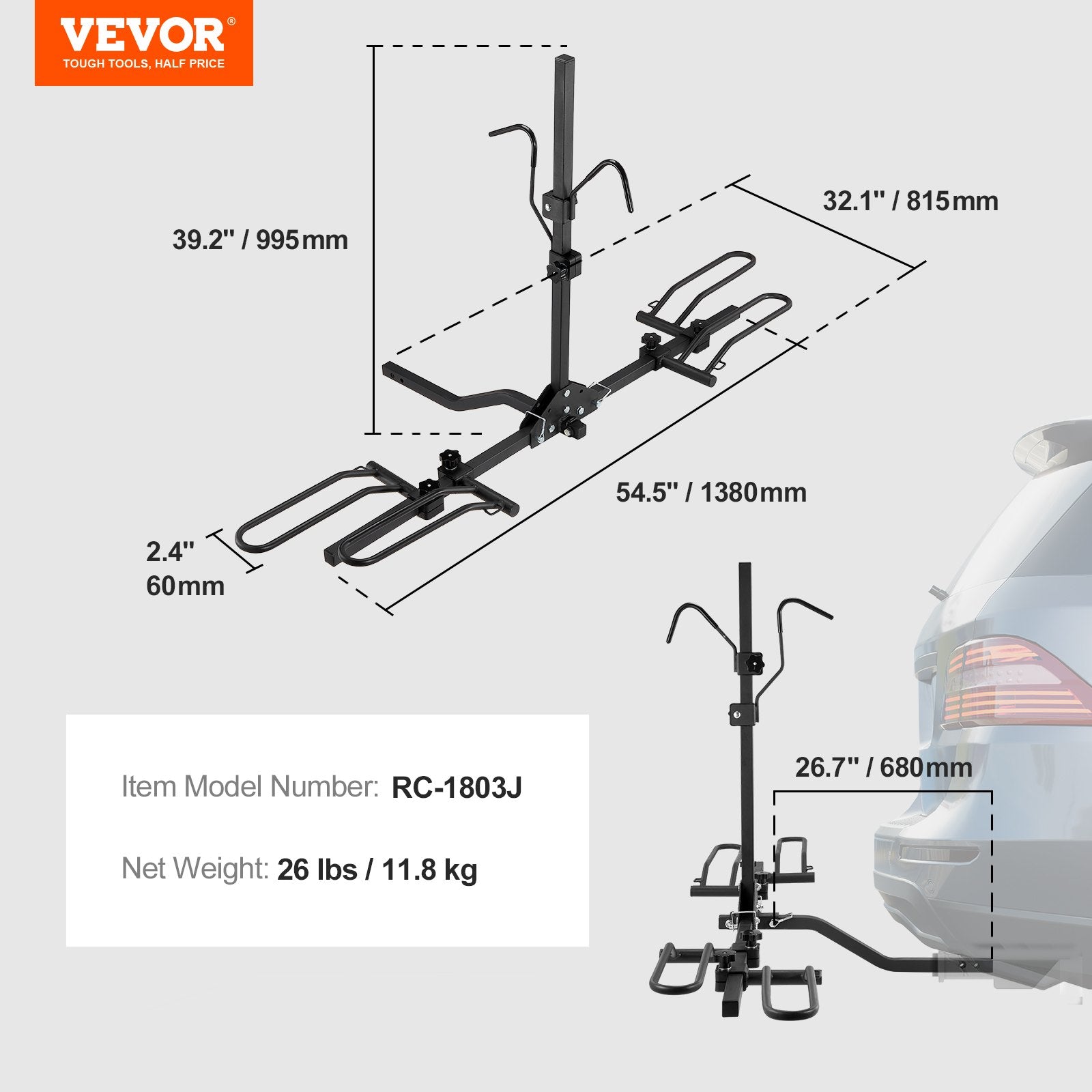 2-Bike Rack Hitch Mount Folding Carrier Car Truck SUV 1.25 V952-GJZXCJTJSGJJ5RWDJV0
