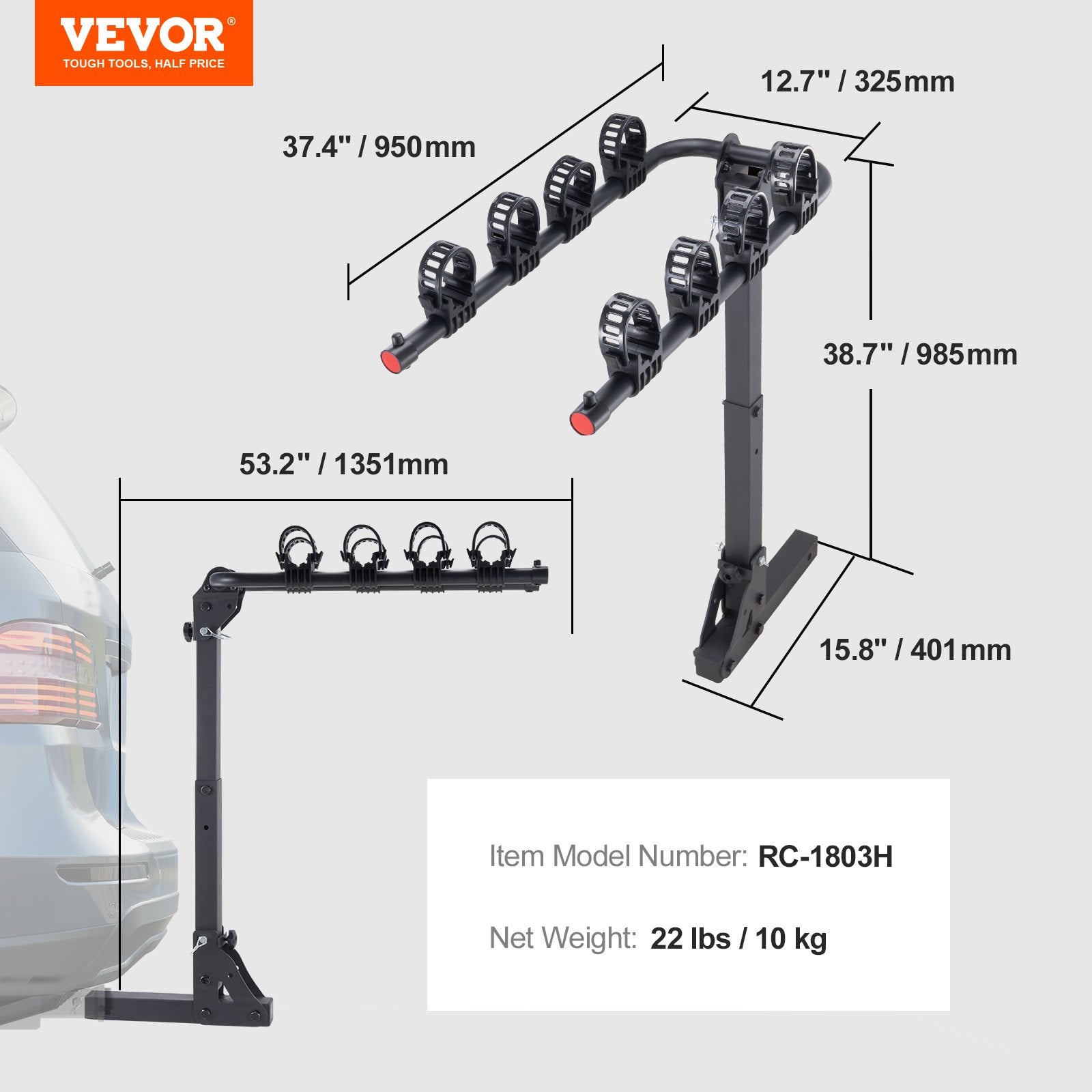 4 Bike Rack Hitch Mount Folding Swing Down Bicycle Carrier Car Truck SUV 150 lbs V952-GJZXCJXGSGJJ63517V0