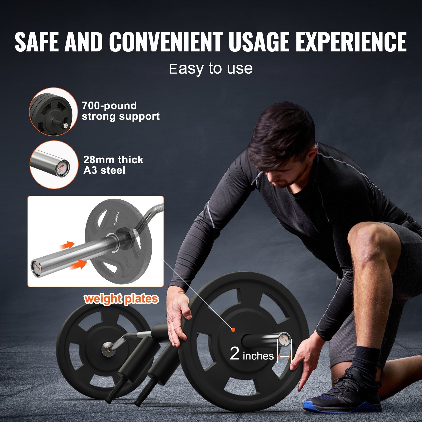 Safety Squat Bar, 318kg Fitness Squat Bar, Safety Squat Bar Attachment with Shoulder and Arm Pads, 28mm V952-GLG2YCDBS150OUNZ2V0