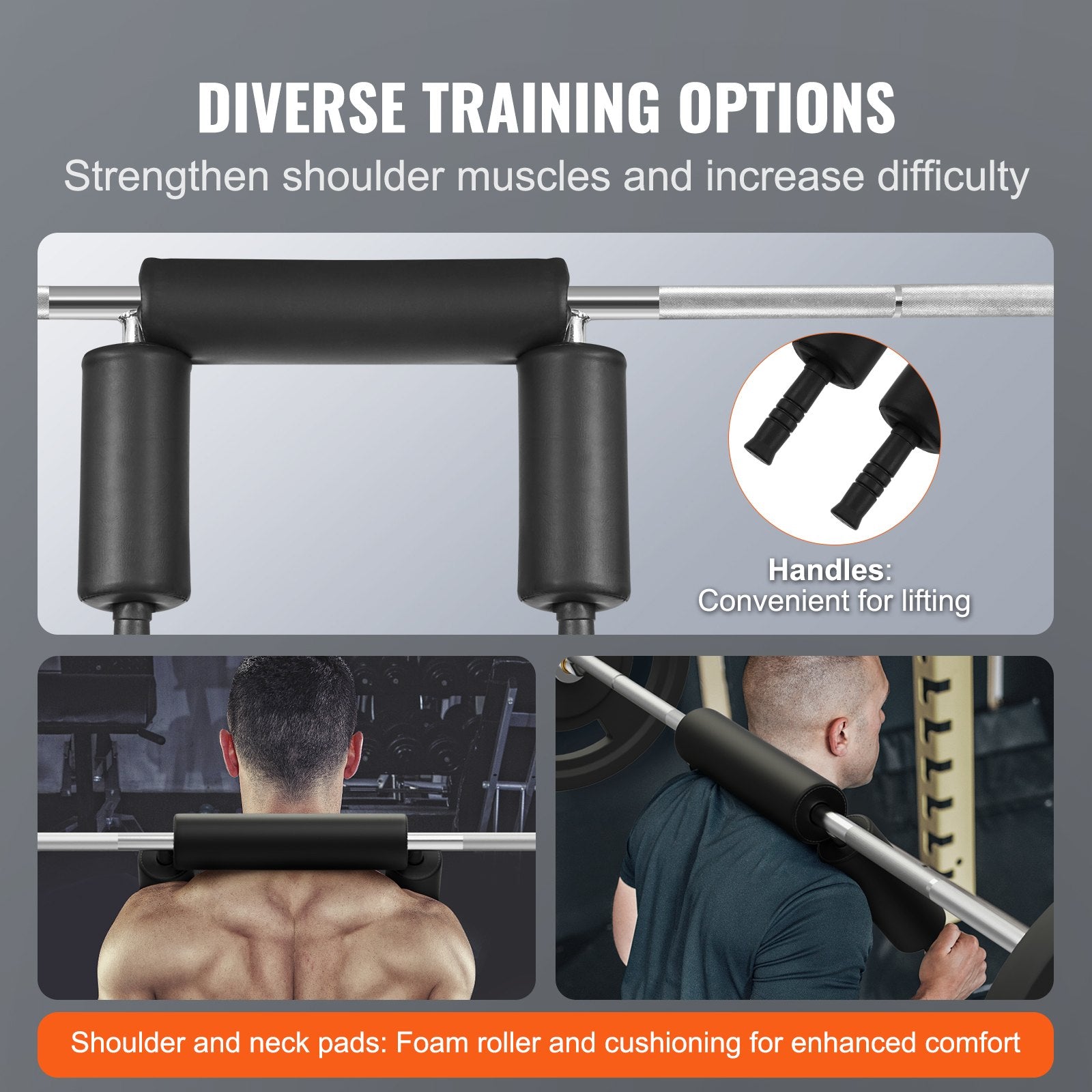 Safety Squat Bar, 318kg Fitness Squat Bar, Safety Squat Bar Attachment with Shoulder and Arm Pads, 28mm V952-GLG2YCDBS150OUNZ2V0