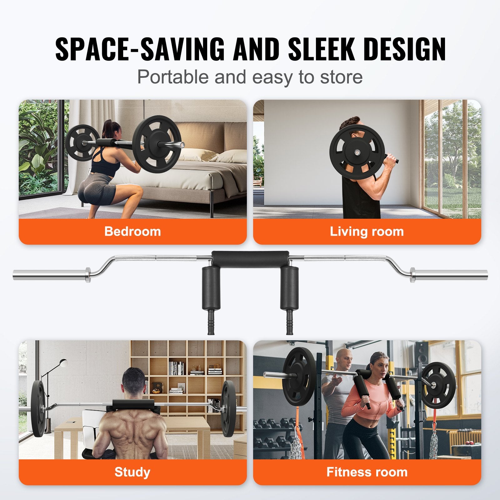 Safety Squat Bar, 318kg Fitness Squat Bar, Safety Squat Bar Attachment with Shoulder and Arm Pads, 28mm V952-GLG2YCDBS150OUNZ2V0