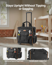 Rolling Tool Bag, 110 lbs Load Capacity, 25 Pockets Heavy Duty Roller Tool Bag on Wheels, Adjustable V952-GLGJD15YC600Y4UPW001V0