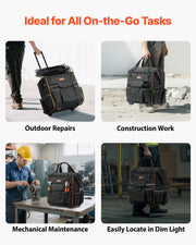 Rolling Tool Bag, 110 lbs Load Capacity, 25 Pockets Heavy Duty Roller Tool Bag on Wheels, Adjustable V952-GLGJD15YC600Y4UPW001V0