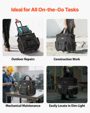 Rolling Tool Bag, 110 lbs Load Capacity, 25 Pockets Heavy Duty Roller Tool Bag with Adjustable Telescoping V952-GLGJD18YC600UPU23001V0