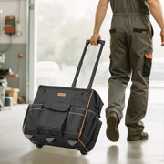 Rolling Tool Bag, 110 lbs Load Capacity, 25 Pockets Heavy Duty Roller Tool Bag with Adjustable Telescoping V952-GLGJD18YC600UPU23001V0