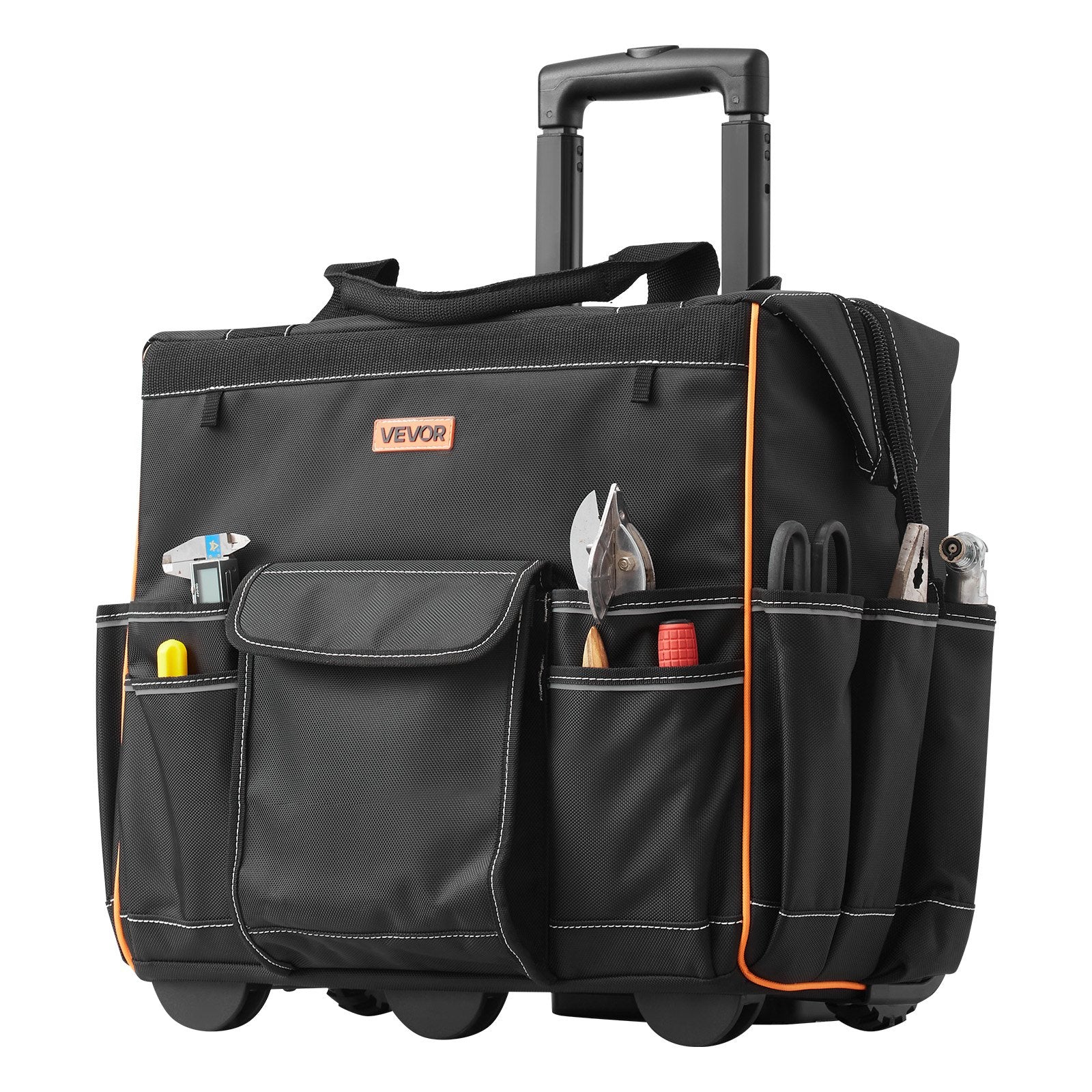Rolling Tool Bag, 110 lbs Load Capacity, 25 Pockets Heavy Duty Roller Tool Bag with Adjustable Telescoping V952-GLGJD18YC600UPU23001V0