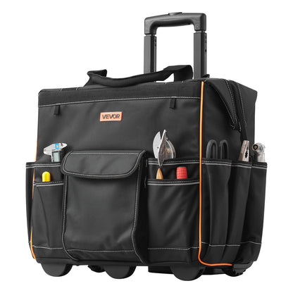 Rolling Tool Bag, 110 lbs Load Capacity, 25 Pockets Heavy Duty Roller Tool Bag with Adjustable Telescoping V952-GLGJD18YC600UPU23001V0