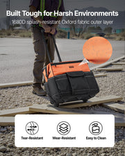 Rolling Tool Bag, 110 lbs Load Capacity, 27 Pockets Heavy Duty Roller Tool Bag on Wheels, Adjustable V952-GLGJD20YC16849CWN001V0