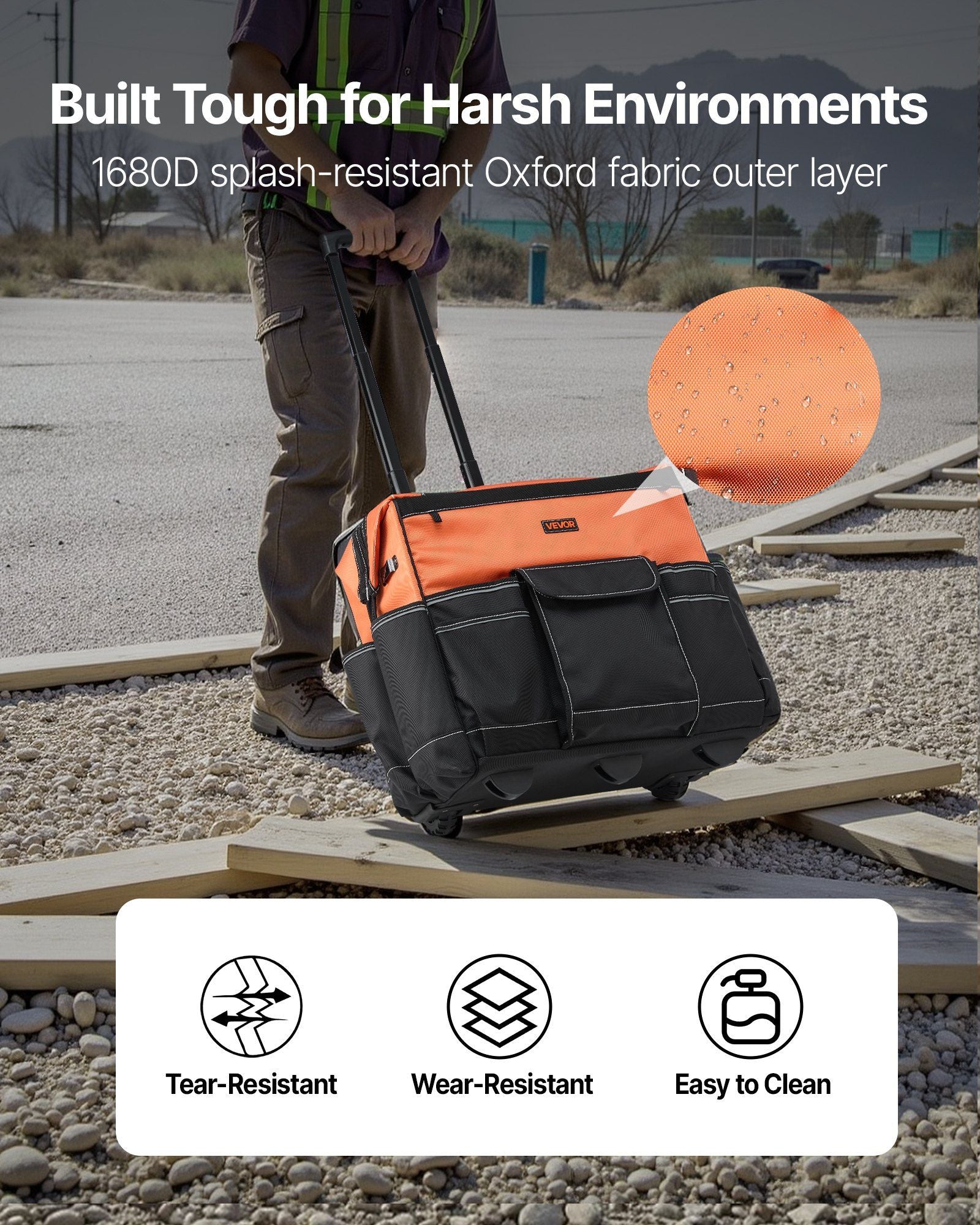 Rolling Tool Bag, 110 lbs Load Capacity, 27 Pockets Heavy Duty Roller Tool Bag on Wheels, Adjustable V952-GLGJD20YC16849CWN001V0