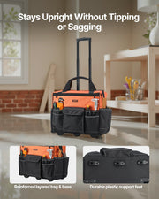 Rolling Tool Bag, 110 lbs Load Capacity, 27 Pockets Heavy Duty Roller Tool Bag on Wheels, Adjustable V952-GLGJD20YC16849CWN001V0