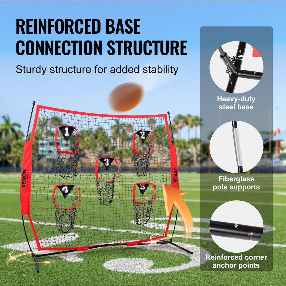 6 x 6 ft Football Trainer Throwing Net, Training Throwing Target Practice Net with 5 Target Pockets, Knotless V952-GLQW66YC0000MVBSYV0