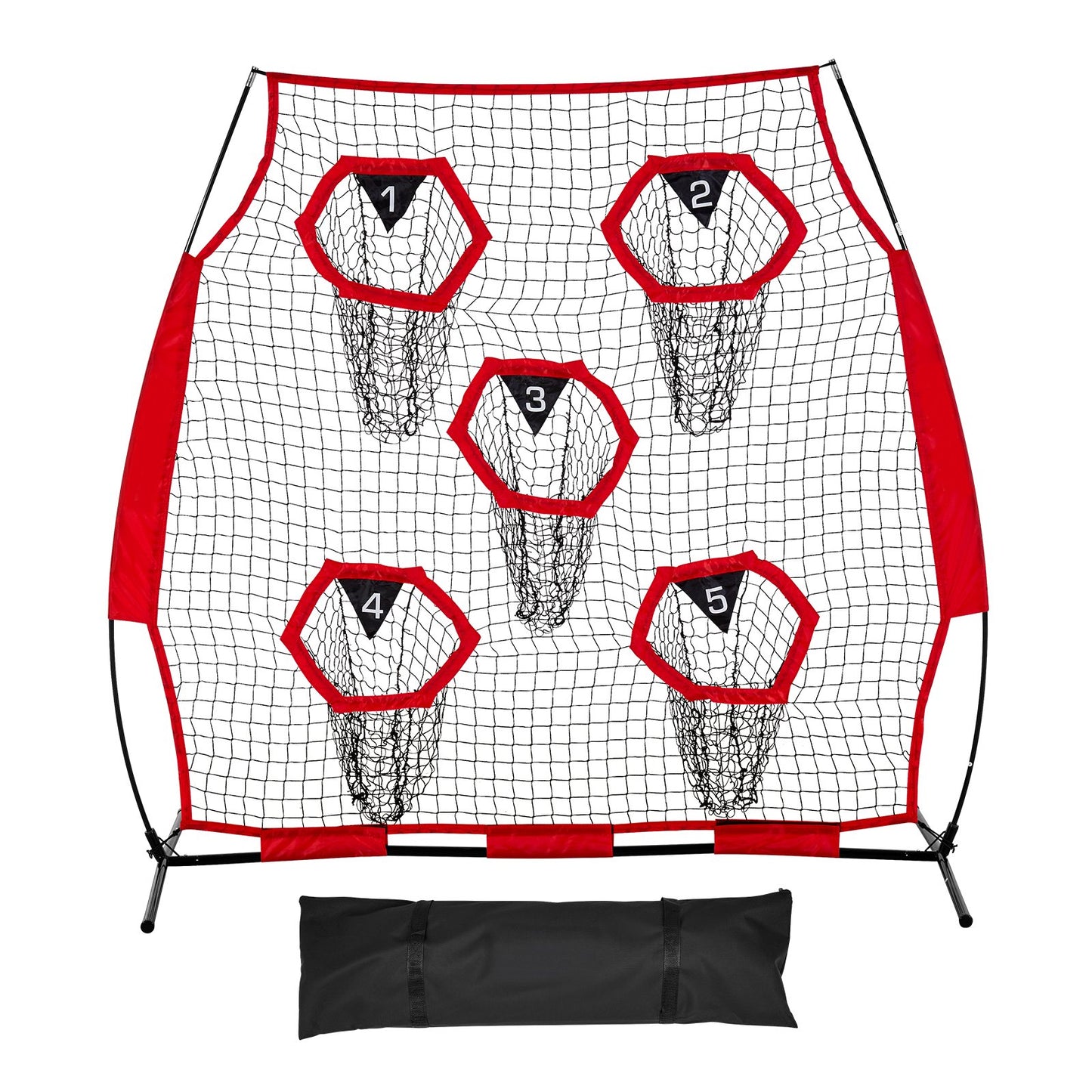 1828.8x1828.8mm Football Trainer Throwing Net, Training Throwing Target Practice Net with 5 Target Pockets, V952-GLQW66YC5KXWU4Z09001V0