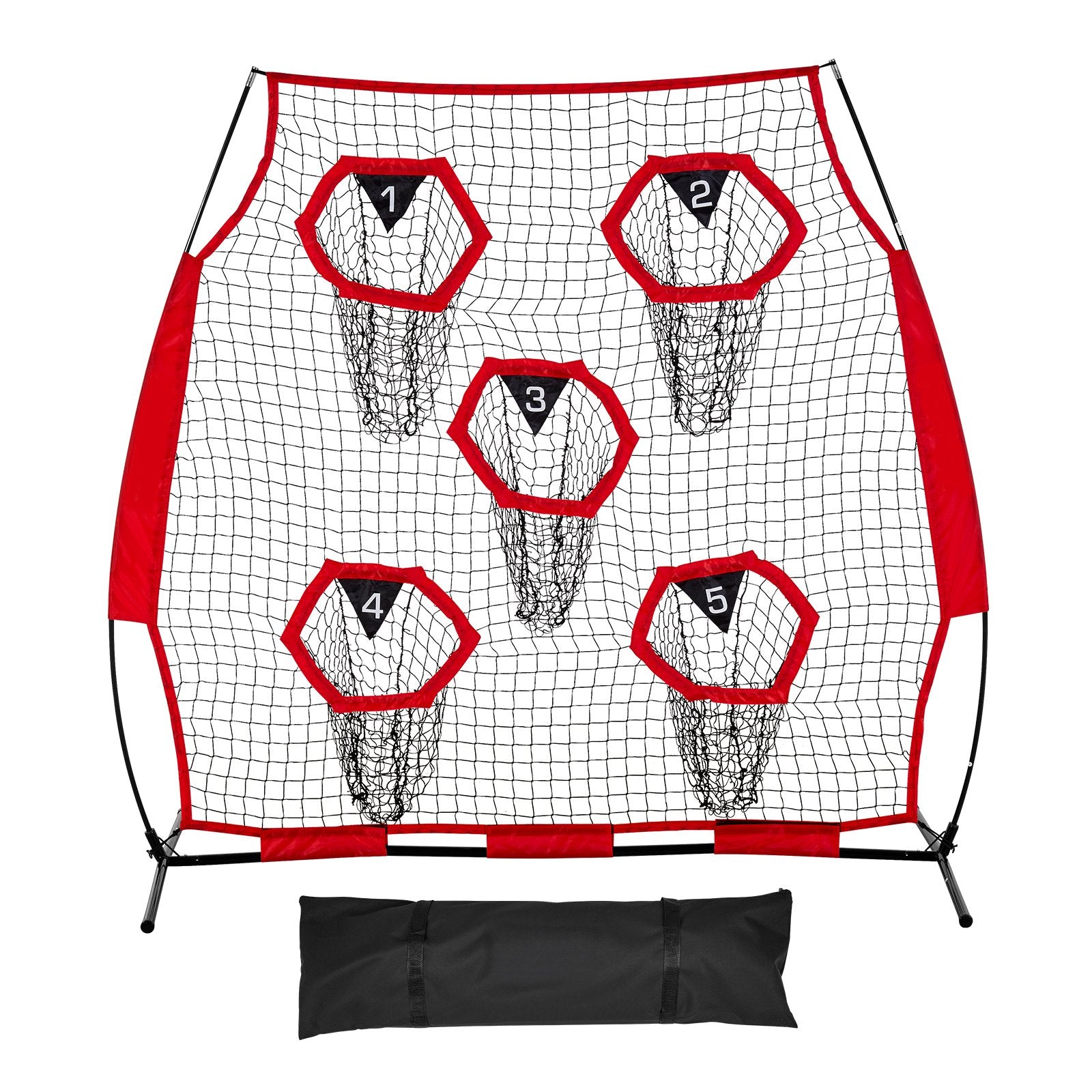 1828.8x1828.8mm Football Trainer Throwing Net, Training Throwing Target Practice Net with 5 Target Pockets, V952-GLQW66YC5KXWU4Z09001V0
