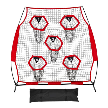 1828.8x1828.8mm Football Trainer Throwing Net, Training Throwing Target Practice Net with 5 Target Pockets, V952-GLQW66YC5KXWU4Z09001V0