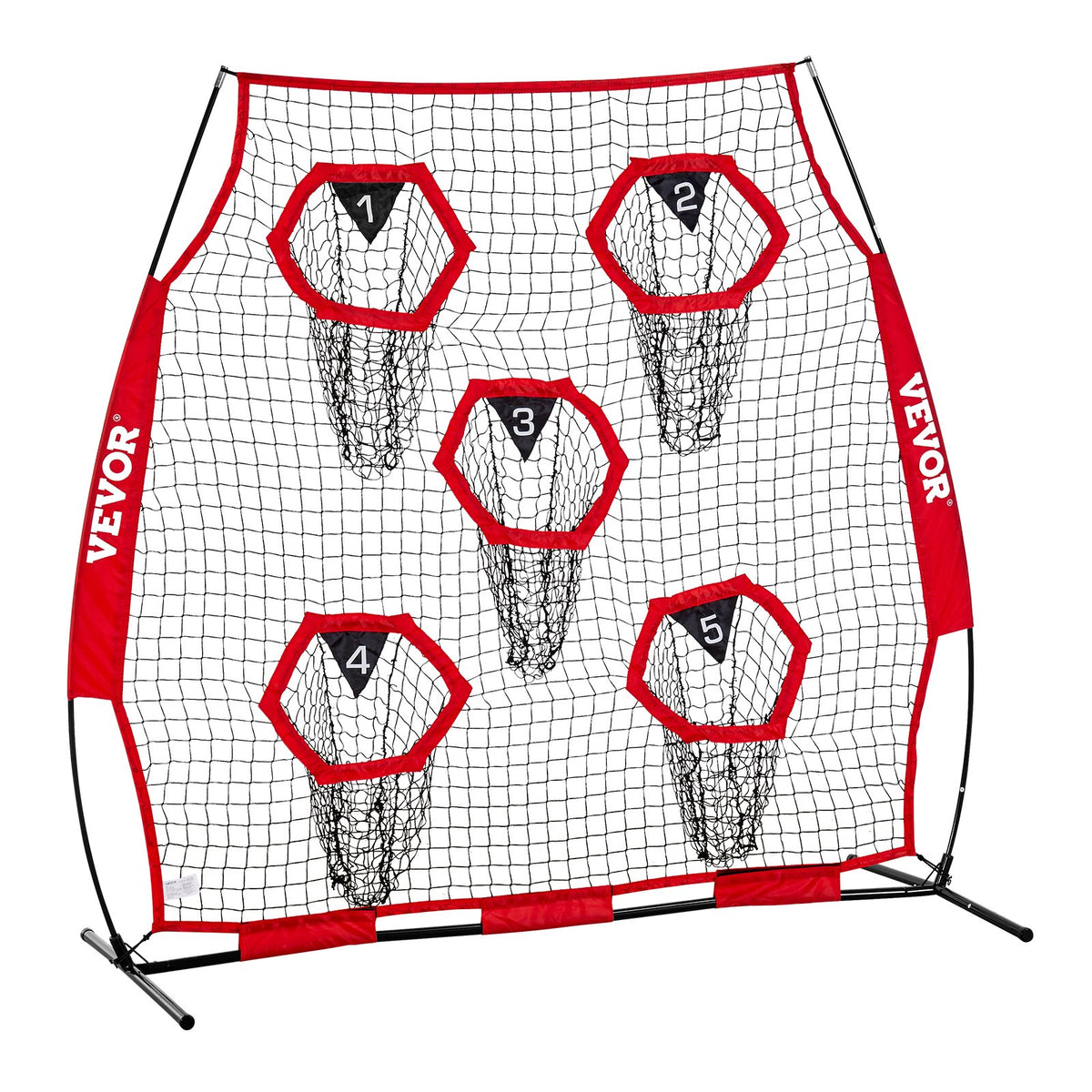 1828.8x1828.8mm Football Trainer Throwing Net, Training Throwing Target Practice Net with 5 Target Pockets, V952-GLQW66YC5KXWU4Z09001V0