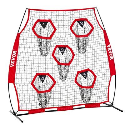 1828.8x1828.8mm Football Trainer Throwing Net, Training Throwing Target Practice Net with 5 Target Pockets, V952-GLQW66YC5KXWU4Z09001V0