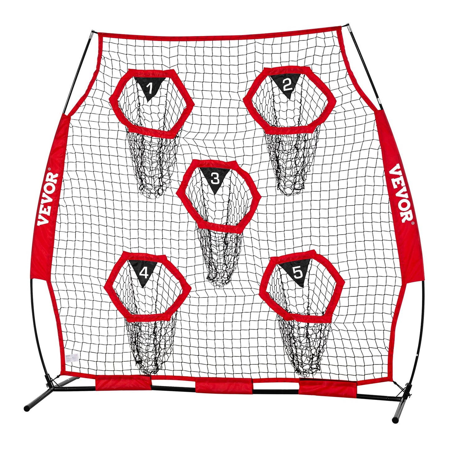 1828.8x1828.8mm Football Trainer Throwing Net, Training Throwing Target Practice Net with 5 Target Pockets, V952-GLQW66YC5KXWU4Z09001V0