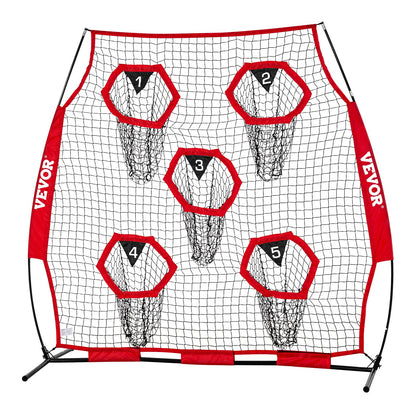 1828.8x1828.8mm Football Trainer Throwing Net, Training Throwing Target Practice Net with 5 Target Pockets, V952-GLQW66YC5KXWU4Z09001V0