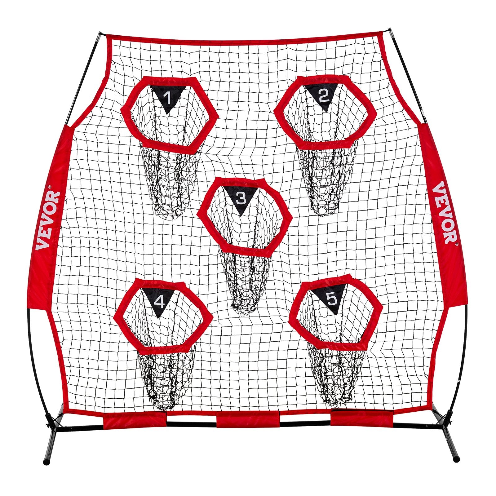 1828.8x1828.8mm Football Trainer Throwing Net, Training Throwing Target Practice Net with 5 Target Pockets, V952-GLQW66YC5KXWU4Z09001V0