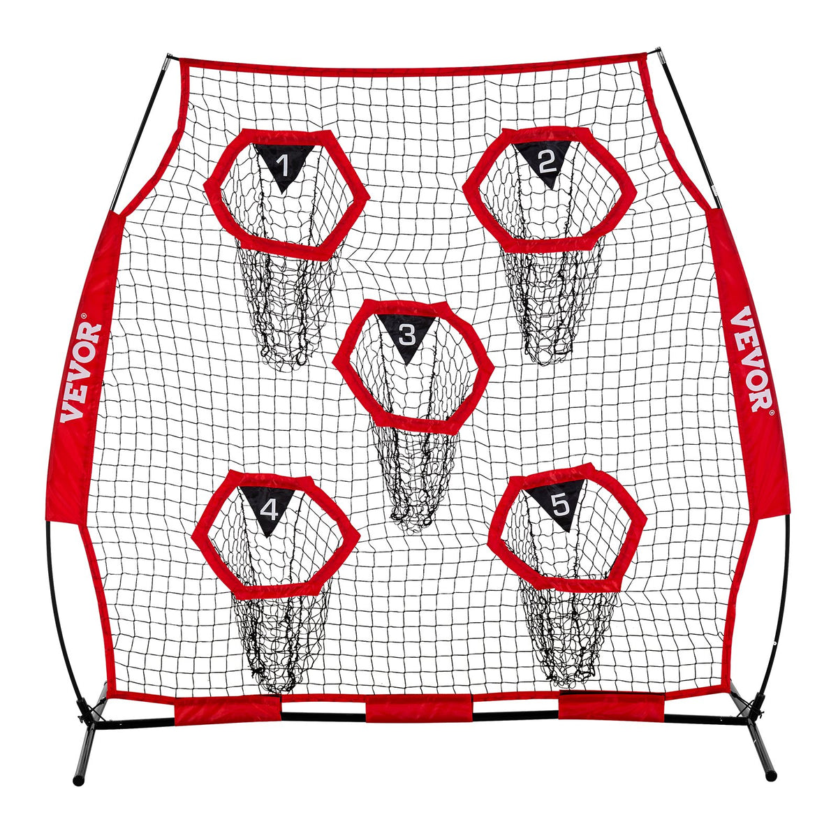 1828.8x1828.8mm Football Trainer Throwing Net, Training Throwing Target Practice Net with 5 Target Pockets, V952-GLQW66YC5KXWU4Z09001V0