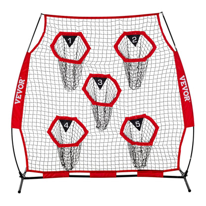 1828.8x1828.8mm Football Trainer Throwing Net, Training Throwing Target Practice Net with 5 Target Pockets, V952-GLQW66YC5KXWU4Z09001V0