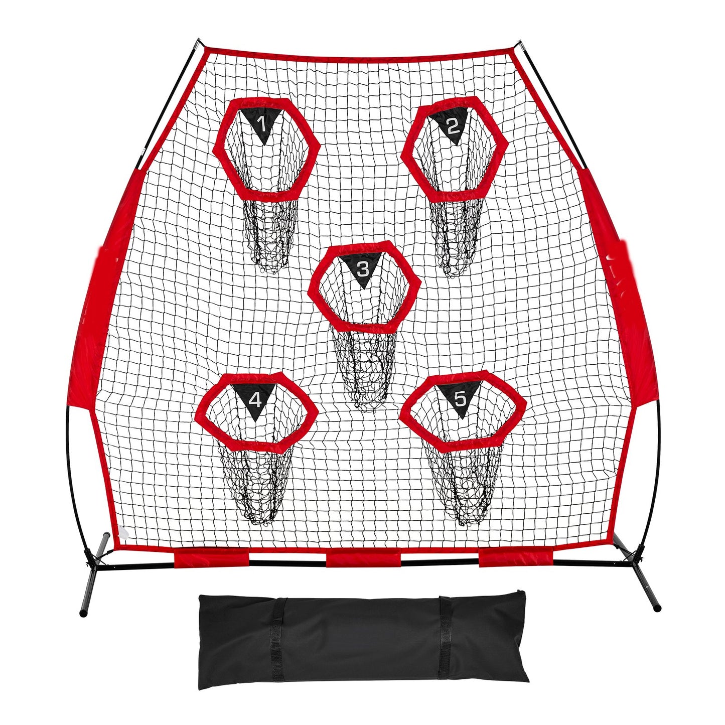 2133.6 x 2133.6mm Football Trainer Throwing Net, Training Throwing Target Practice Net with 5 Target Pockets, V952-GLQW77YC5KXWQ8XVG001V0