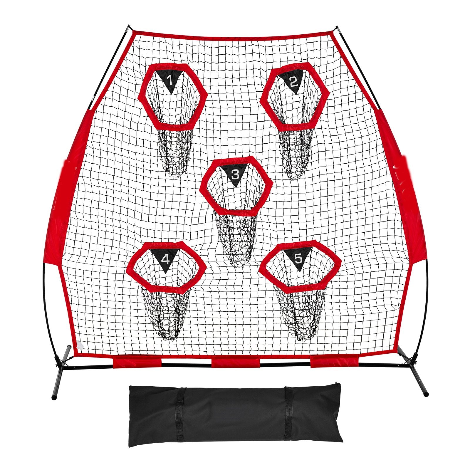 2133.6 x 2133.6mm Football Trainer Throwing Net, Training Throwing Target Practice Net with 5 Target Pockets, V952-GLQW77YC5KXWQ8XVG001V0