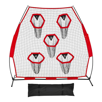 2133.6 x 2133.6mm Football Trainer Throwing Net, Training Throwing Target Practice Net with 5 Target Pockets, V952-GLQW77YC5KXWQ8XVG001V0