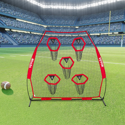 2133.6 x 2133.6mm Football Trainer Throwing Net, Training Throwing Target Practice Net with 5 Target Pockets, V952-GLQW77YC5KXWQ8XVG001V0