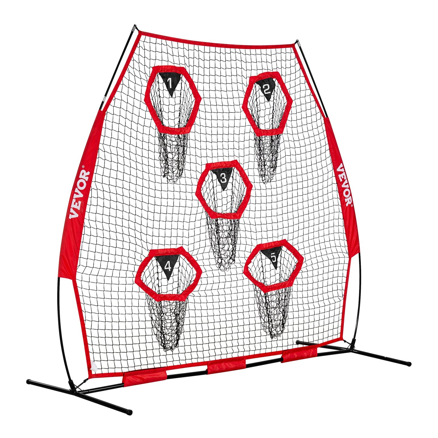 2133.6 x 2133.6mm Football Trainer Throwing Net, Training Throwing Target Practice Net with 5 Target Pockets, V952-GLQW77YC5KXWQ8XVG001V0