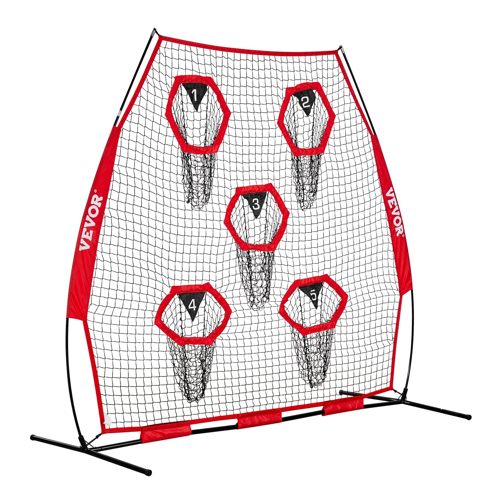 2133.6 x 2133.6mm Football Trainer Throwing Net, Training Throwing Target Practice Net with 5 Target Pockets, V952-GLQW77YC5KXWQ8XVG001V0