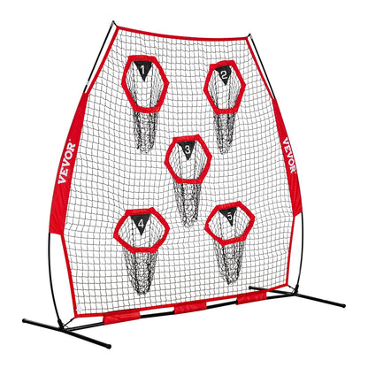 2133.6 x 2133.6mm Football Trainer Throwing Net, Training Throwing Target Practice Net with 5 Target Pockets, V952-GLQW77YC5KXWQ8XVG001V0