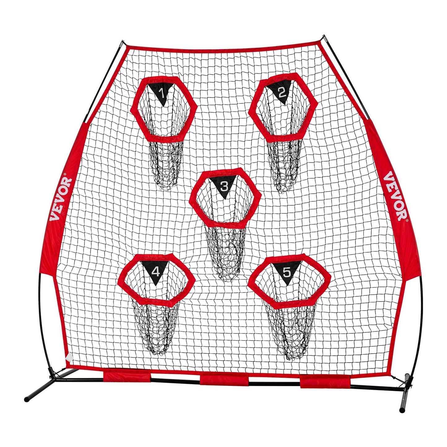 2133.6 x 2133.6mm Football Trainer Throwing Net, Training Throwing Target Practice Net with 5 Target Pockets, V952-GLQW77YC5KXWQ8XVG001V0