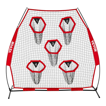 2133.6 x 2133.6mm Football Trainer Throwing Net, Training Throwing Target Practice Net with 5 Target Pockets, V952-GLQW77YC5KXWQ8XVG001V0